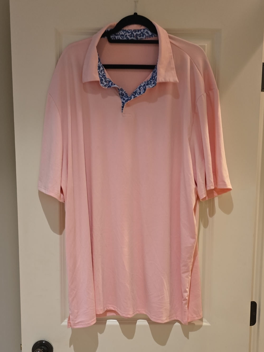 Men's Pink Polo Shirt with Contrast Collar 3XL